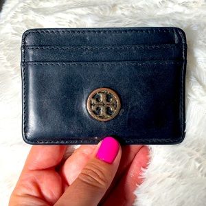 Tory Burch Black Card Holder with Gold Logo